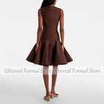 Load image into Gallery viewer, Modern Women's Evening Gown Knee Length Formal Party Dress O Neck Saudi Dress Sleeveless Prom Dress