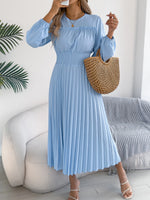 Load image into Gallery viewer, Elegant Dresses Women 2026 Autumn Winter Casual Solid Color High Waist Long Sleeve Maxi Dress Khaki Green Blue Woman Clothing