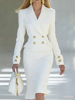 Load image into Gallery viewer, Women Elegant Blazer Dress Spring New Elegant Double Breasted Long Sleeve Dress Office Business Cocktail Party Formal Occasions