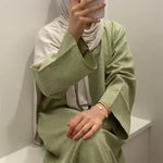 Load image into Gallery viewer, 2025 Ramadan Eid Djellaba Plain Modest Muslim Dress Dubai Abaya Turkey Kaftan Kebaya Arabic Robe Women Islam Jalabiya Vestidos