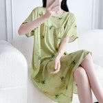 Load image into Gallery viewer, Women's Cotton Silk Sleep Dress Thin Short Sleeve Long Summer Breathable Sweat Absorbent Outerwear Casual Home Leisure Print