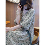 Load image into Gallery viewer, Floral Dress for Women Spring New Style 7-quarter Sleeves Chic Loose Slim Print Skirt Mid-length