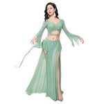 Load image into Gallery viewer, Women Adult Costumes Horn Long Sleeve Oriental Dance Dress Sparkle Rhinestone Shine Skirt Sexy Side Split Carnival Fantasy New