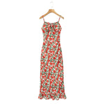 Load image into Gallery viewer, Midi dresses for women 2025 Summer bodycon dresses sexy vintage clothes dress elegant black dress front tie vintage floral dress
