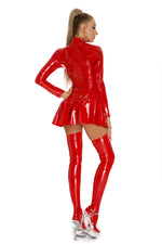 Load image into Gallery viewer, Women Sexy Glossy Pvc Leather Umbrella Dress Plus Size Shiny Latex Pleated Short Skirt Hot Porn Zipper Open Breast Exposing