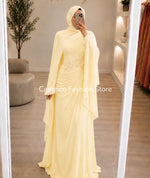 Load image into Gallery viewer, Classic Muslim Formal Evening Dresses Arabian فساتين سهرات Women’s High-Neck Beaded Embroidered Long Prom Dress Customized