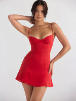 Load image into Gallery viewer, Women's dress with breast summer new style pure desire wind sexy suspender hot girl dew shoulder slim skirt dress