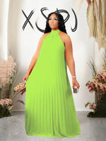 Load image into Gallery viewer, Chiffon Dresses for Women Long Elegant Evening Dress Big Size Round Woman Plus Size Sexy Pleated Halter Dress Summer Wear