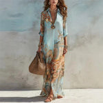 Load image into Gallery viewer, Elegant Shirt Dress For Women Chiffon Digital Print Turndown Collar Single-breasted Dresses Flowy Casual Boho Summer Clothing