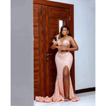 Load image into Gallery viewer, Exquisite Evening Dresses For Women Sheer Neck Sleeveless Gown Sequins Appliques Split Side Sweep Train Party Dress Customized