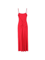 Load image into Gallery viewer, Draped Midi Dress for Women, Straight Neck, Thin Straps, Backless Female Dresses, Chic Fashion