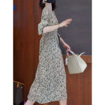 Load image into Gallery viewer, Floral Dress for Women Spring New Style 7-quarter Sleeves Chic Loose Slim Print Skirt Mid-length