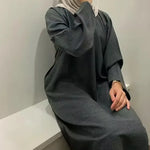 Load image into Gallery viewer, 2025 Ramadan Eid Djellaba Plain Modest Muslim Dress Dubai Abaya Turkey Kaftan Kebaya Arabic Robe Women Islam Jalabiya Vestidos
