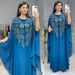 Load image into Gallery viewer, Muslim Dress for Women Loose Batwing Sleeved Beaded Long Abaya Dress Kaftan Abayas Islamic Robe Two Piece Set
