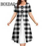Load image into Gallery viewer, Women's Dresses Contrast Colors Striped Elegant Casual O-Neck Short Sleeve Fashion Dresses Summer Women's Plus Size Clothing 9XL