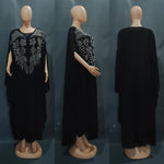 Load image into Gallery viewer, Muslim Dress for Women Loose Batwing Sleeved Beaded Long Abaya Dress Kaftan Abayas Islamic Robe Two Piece Set
