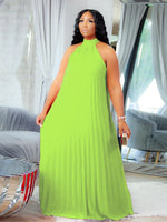 Load image into Gallery viewer, Chiffon Dresses for Women Long Elegant Evening Dress Big Size Round Woman Plus Size Sexy Pleated Halter Dress Summer Wear