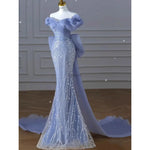 Load image into Gallery viewer, Woman's Dress High Dress Off-Shoulder Blue Evening Dress Light Luxury Niche Mermaid Sequin Host Elegant Party Dresses Vestidos