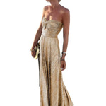 Load image into Gallery viewer, Women Sexy Dress Bronzing Backless Large Hem Beach Party Dress Off Shoulder Sexy Chest Wrapping Long Gown Dress Female Clothing