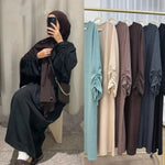 Load image into Gallery viewer, Eid Islamic Modest Dress for Women Abaya Lace-up Sleeve Morocco Casual Ramadan Vestidos Prayer Kaftan Dubai Muslim Long Robe