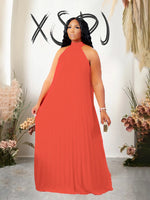 Load image into Gallery viewer, Chiffon Dresses for Women Long Elegant Evening Dress Big Size Round Woman Plus Size Sexy Pleated Halter Dress Summer Wear
