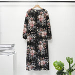 Load image into Gallery viewer, Muslim Dresses Women Maxi Dresses Mujer Vestidoes Female Loose Dresses Full Sleeve Printed Floral Casual Robe Long Dress