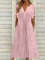 Load image into Gallery viewer, New women's dress, with slits and open V-neck, lace ruffles, elegant mid-length women's casual party dress