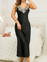 Load image into Gallery viewer, Women's Summer Dresses V Neck With Lace Trim Long Breathable Elegant Dress Women's Clothing For Home And Parties