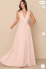 Load image into Gallery viewer, Evening Dresses Women's Formal Evening Gowns V Neck Sleeveless Draped High Slit Elegant Prom Party Gown Vestidos De Fiesta