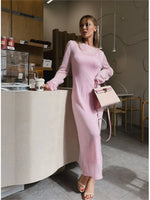 Load image into Gallery viewer, Sweet Pink Mohair Knitted Dress+Vests Dress Women New O-neck Casual Long Sleeve Dresses Suspenders Chic Vintage Two-piece Suit