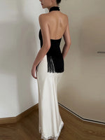 Load image into Gallery viewer, Solid Satin Women Fringe Top Cross Halter Neck Sleeveless Off Shoulder Backless Fashion Crop Tank Tops 2026 Summer Chic Outfits