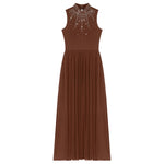 Load image into Gallery viewer, Womens Lyrical Dance Dresses Mock Neck Wide Hemline Shiny Rhinestones Maxi Dress Sleeveless Modern Contemporary Leotard Dresses