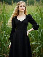 Load image into Gallery viewer, Women'S Dress Autumn Woman Long Sleeve Square Collar Elegant Beautiful Feminine Pretty Sweet Lovely Cute Fancy Exquisite Simple