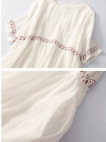 Load image into Gallery viewer, Summer New Dresses for Women LOOSE Embroidery Vintage Dress Streetwear Long Dresses Women Clothing Robe O-Neck White Dress