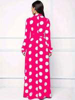Load image into Gallery viewer, Casual Dresses Elegant Women Long Dress Sleeve Female Robe Bow Knot Polka Dots Girl's Vestidos Lady's Maxi Dresses