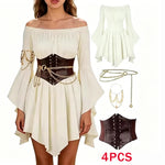 Load image into Gallery viewer, Women's Dress Vintage European-Style Off-The-Shoulder Bell-Sleeve Medieval Renaissance Court-Style Dresses Halloween Costume