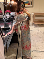 Load image into Gallery viewer, Women Tropical Leaf Print Cape Two Piece Set Batwing Loose Top High Waist Maxi Dress 2026 Summer Fashion Vacation Casual Suit