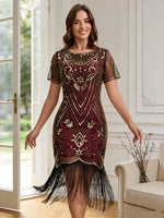 Load image into Gallery viewer, Women's Flapper Dresses 1920s for Women Great Gatsby Sequin Fringed Roaring 20s Cocktail Dress