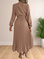 Load image into Gallery viewer, Women's Long Dresses Summer Elegant Pleated Long Sleeveed Lace Up Dresses Beach Boho Wrap Ruffle Hem Swing Sundress