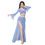 Load image into Gallery viewer, Women Adult Costumes Horn Long Sleeve Oriental Dance Dress Sparkle Rhinestone Shine Skirt Sexy Side Split Carnival Fantasy New