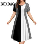 Load image into Gallery viewer, Women's Dresses Contrast Colors Striped Elegant Casual O-Neck Short Sleeve Fashion Dresses Summer Women's Plus Size Clothing 9XL