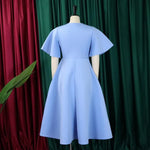 Load image into Gallery viewer, Elegant Dresses for Women V Neck Flare Sleeve High Waisted Pleated A Line Mid Calf Luxury Birthday Party Dinner Vestidos Mujer
