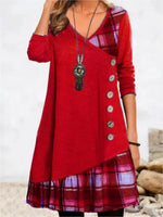 Load image into Gallery viewer, Dresses for Women European and American autumn and Winter Elegant Everyday Loose Party Dress Buttons Long Sleeve Dress