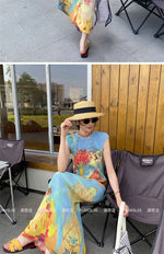Load image into Gallery viewer, Womens Dresses Woman Clothes Miyake High-grade Pleated Print Dress Chinese National Style Cheongsam Skirt Fishtail Skirt Summer