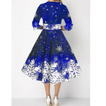 Load image into Gallery viewer, Winter Christmas Dresses Women Vintage Robe Swing Elegant Half Sleeve Casual Print Party Dress