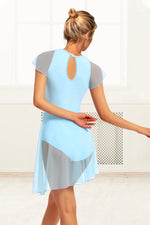 Load image into Gallery viewer, Women Lyrical Modern Dance Dress Water-drop Hollow Back High-Low Mesh Skirted Contemporary Dance Costume