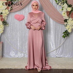 Load image into Gallery viewer, Ramadan Arabic Muslim Women Modest Dress Elegant Dubai Satin Abaya Islamic Party Clothing Holiday Travel Outfit 2025 Turkey Robe