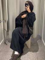 Load image into Gallery viewer, Eid Islamic Modest Dress for Women Abaya Lace-up Sleeve Morocco Casual Ramadan Vestidos Prayer Kaftan Dubai Muslim Long Robe