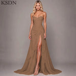 Load image into Gallery viewer, Elegant Women Evening Dresses for Women Luxury Chiffon Chapel Train Gowns Side Slit Sleeveless Wedding Long Dress Vestidos