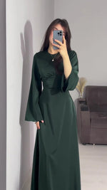 Load image into Gallery viewer, Elegant Evening Dresses For Women 2025 Summer Fashion New O Neck Long Sleeve Slim Waist-hugging Straps Robe Female Party Vestido